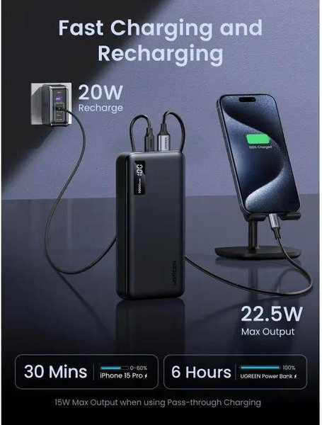 УМБ UGREEN PB312 20000mAh PD 20W (25683) MB-100308 фото