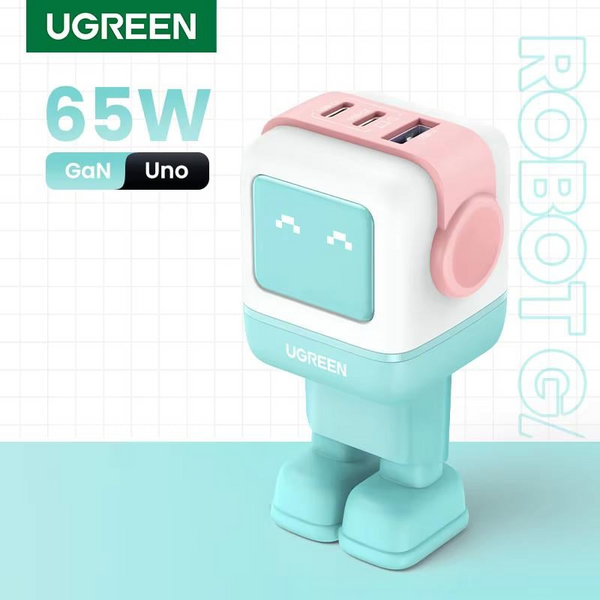 СЗУ CD361 Nexode RG Robot Design GaN Fast Charger QC 4.0 65W голубой/розовый (35855) MB-95447 фото
