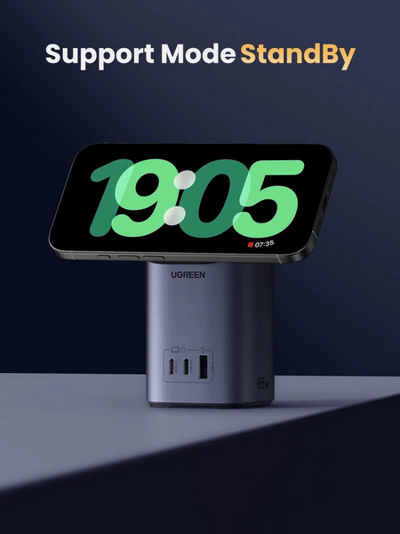 Зарядное устройство для Ugreen 2w1 X555 USB + 2x USB-C 65W, GaN (55321) MB-98780 фото