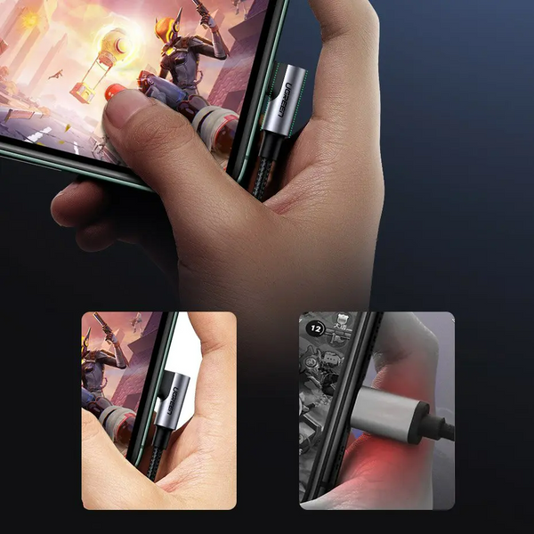 Кабель Type C Male to Lightning Male Angled Case with Braid 1.5m чорний (60764) MB-94006 фото