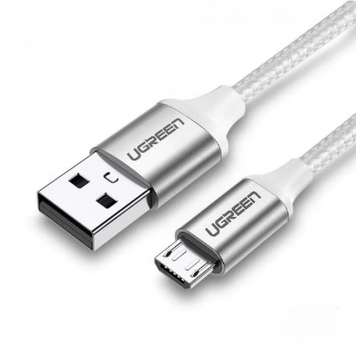 Кабель US290 USB 2.0 A to Micro USB Cable Nickel Plating Aluminum Braid 1m білий (60151) MB-78778 фото