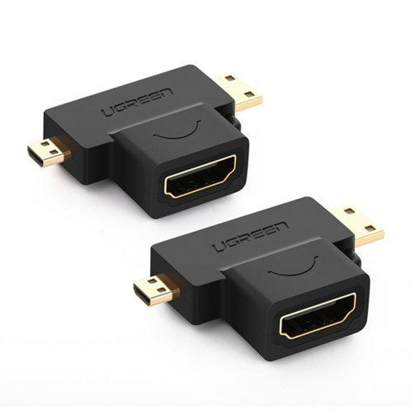 Адаптер HD129 Micro HDMI+Mini HDMI (female) to HDMI (female) чорний (20144) MB-89276 фото