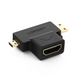 Адаптер HD129 Micro HDMI+Mini HDMI (female) to HDMI (female) чорний (20144) MB-89276 фото 1
