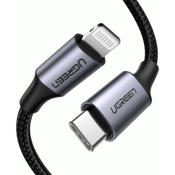 Кабель US304 USB-C to Lightning M/M Cable Aluminum Shell Braided 1m (серый) (70523) MB-85996 фото