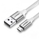 Кабель US290 USB 2.0 A to Micro USB Cable Nickel Plating Aluminum Braid 2m білий (60153) MB-78779 фото 1