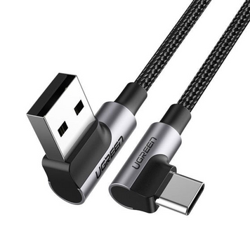 Кабель US176 Angled USB 2.0 A Type C Cable Braided 1m черный (20856) MB-86041 фото