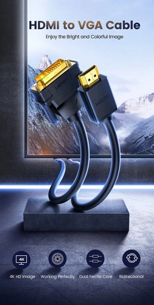 Кабель Ugreen HD106 HDMI to DVI Cable 3 м Black (10136) MB-99143 фото