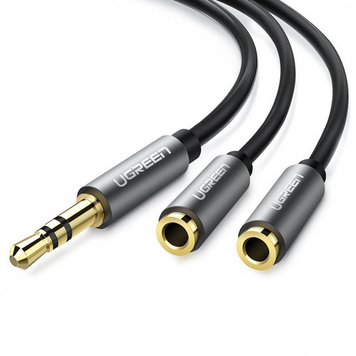 Аудіо кабель AV123 3.5mm Aux Stereo Audio Splitter Cable with Braid 20cm (чорний) 10532 MB-87685 фото
