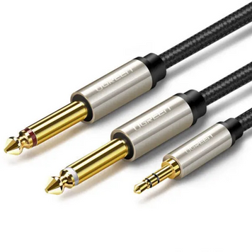 Аудіо кабель AV126 3.5mm TRS to Dual 6.35mm TS Audio Cable 2m сірий (10615) MB-90371 фото