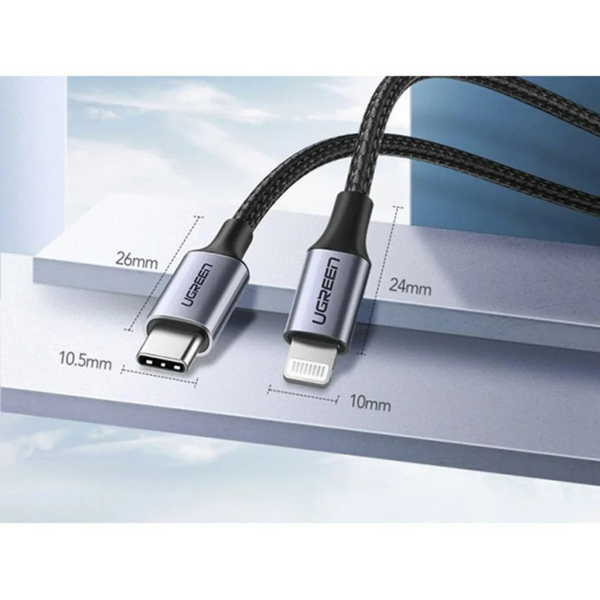 Кабель US304 USB-C to Lightning M/M Cable Aluminum Shell Braided 2m (черный) (60761) MB-94514 фото
