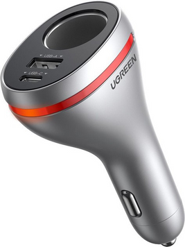 АЗУ CD204 Car Charger with Dual USB Ports Single Extension Socket 20W серебряный (60712) MB-86067 фото