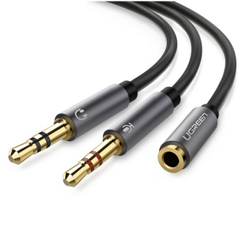 Аудіо кабель AV140 3.5mm Female to 2 Male Audio Cable ABS Case чорний (20898) MB-82333 фото