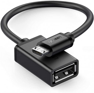 Кабель US133 MicroUSB Male to USB-A Female Cable with OTG Nickel Plating15cm черный (10396) MB-78780 фото