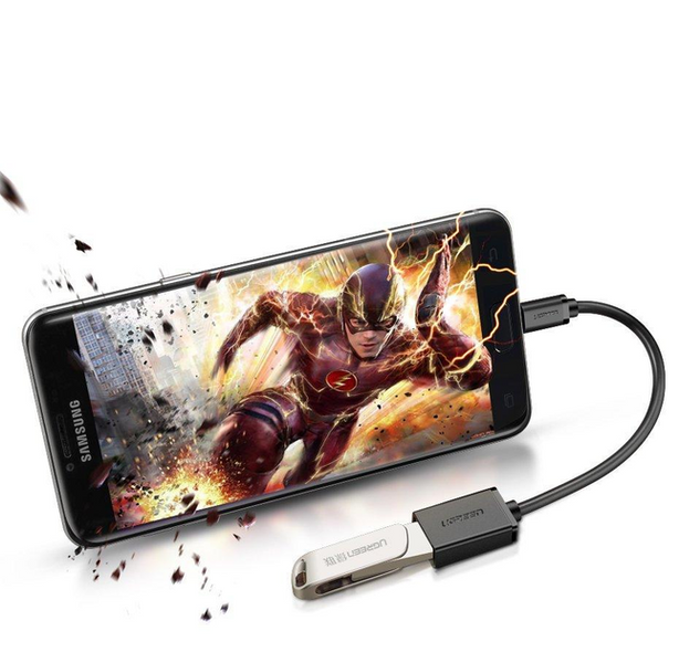 Кабель US133 MicroUSB Male to USB-A Female Cable with OTG Nickel Plating15cm чорний (10396) MB-78780 фото