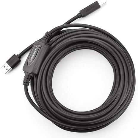 Кабель US122 USB 2.0 A Male to B Male Active Printer Cable 10m (чорний) (10374) MB-87701 фото