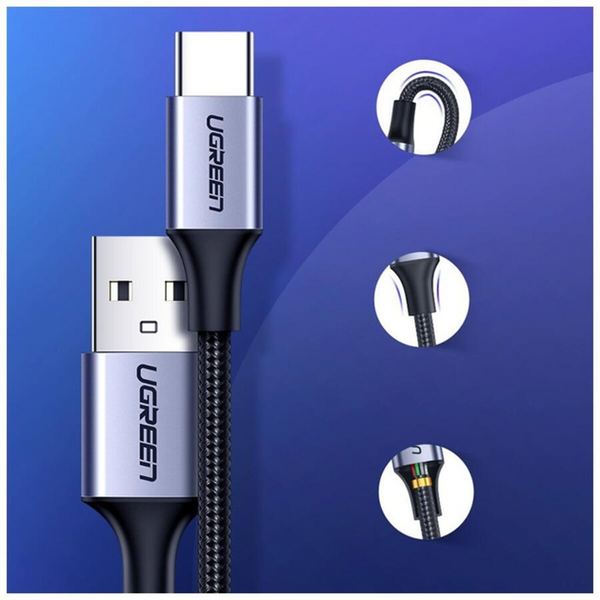 Кабель US288 USB-A 2.0 - USB-C Cable Nickel Plating Aluminum Braid 1,5m черный (60127) MB-87671 фото