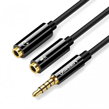Аудіо кабель-адаптер AV141 3.5mm Male to 2 Female Audio Cable ABC Case чорний (30620) MB-82332 фото