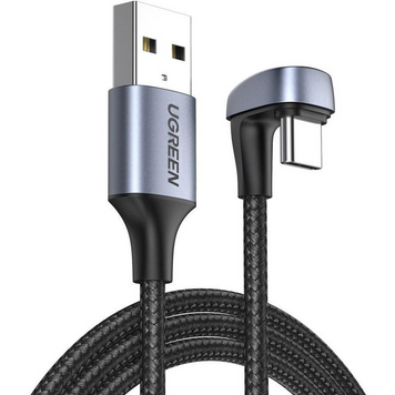 Кабель US311 USB 2.0-A to Angled USB-C Cable Aluminum Case with Braided 1m чорний (70313) MB-94010 фото