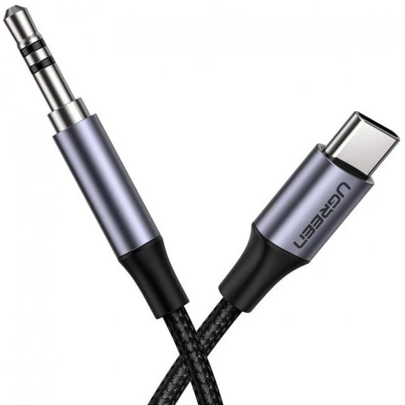 Кабель AV143 Male to USB Type-C Audio Cable3.5mm Braided with Aluminum Shell 1m сірий (30633) MB-82291 фото