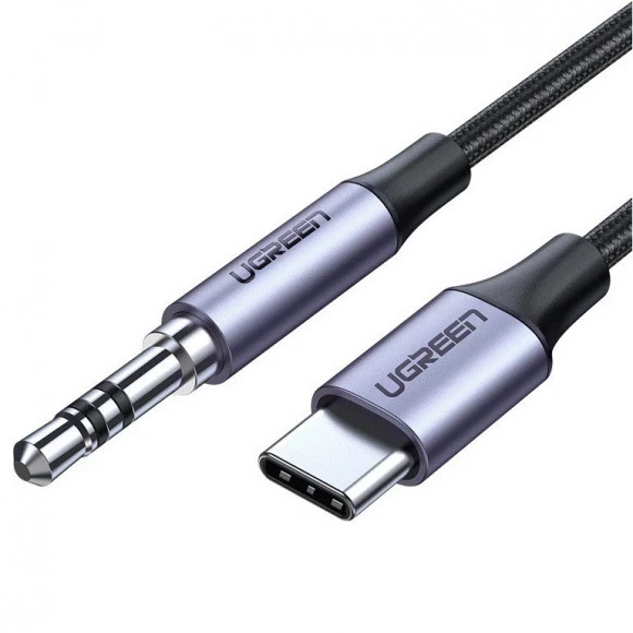 Кабель AV143 Male to USB Type-C Audio Cable3.5mm Braided with Aluminum Shell 1m сірий (30633) MB-82291 фото