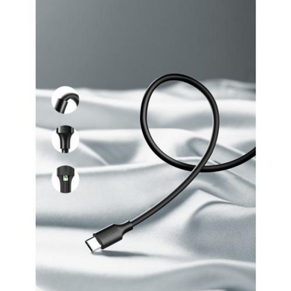 Кабель USB 2.0 AM-Type-CM 3.0A (18W) Nickel Plating US287 3 м черный (60826) MB-85986 фото