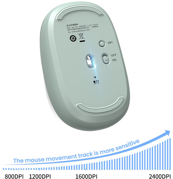 Бездротова миша MU105 2.4G Wireless Mouse 1*AA 800-2400 DPI зелена (90672) MB-94023 фото