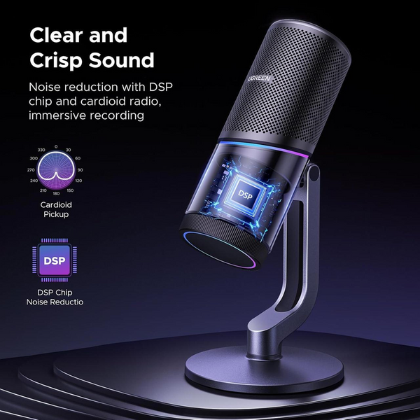 Мікрофон UGREEN CM769 Desktop USB Microphone RGB 24-bit 96kHz ANS (35629) MB-98891 фото